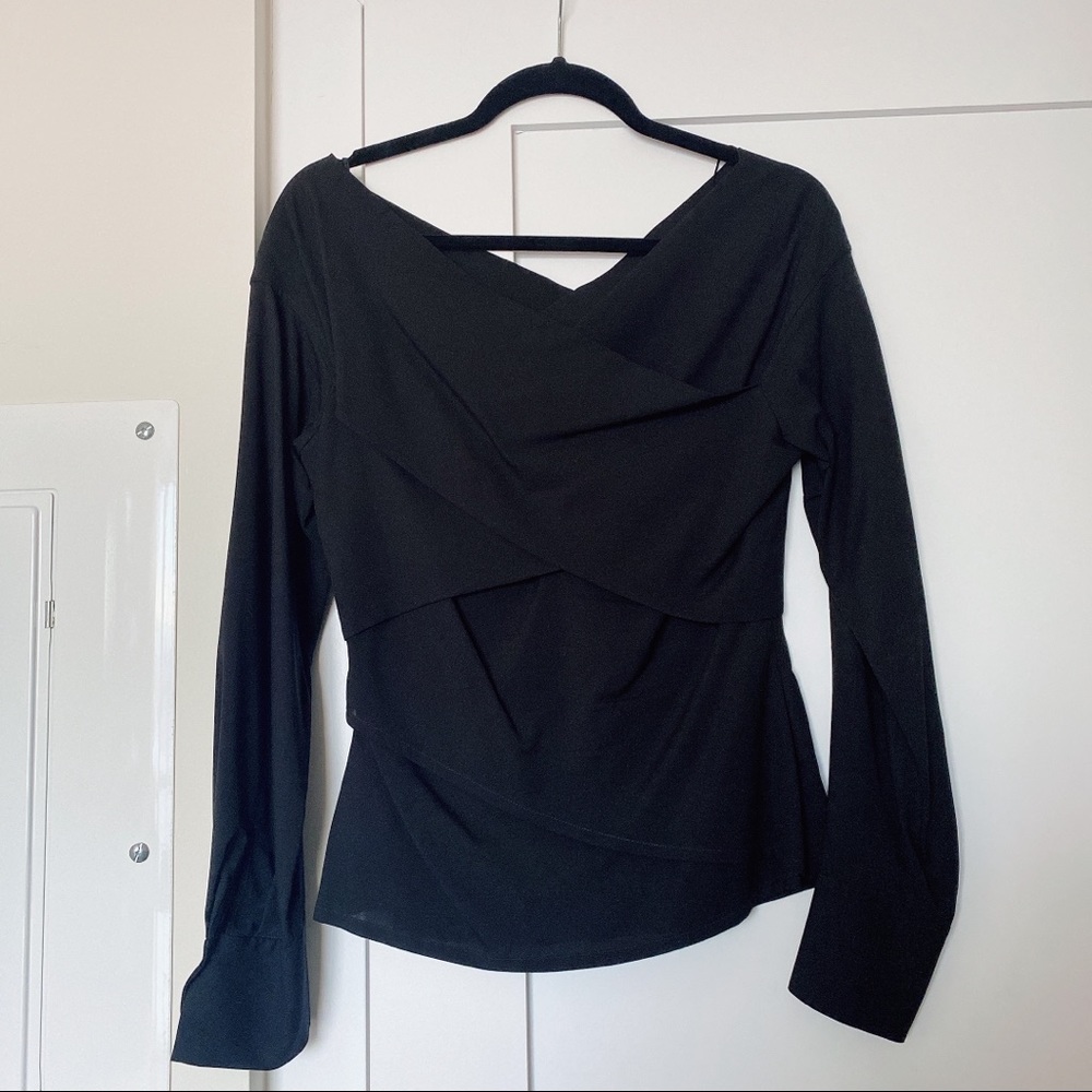 SizeM Theory Stretch Silk Wrap Top